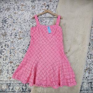 Draper James Ashland Sleeveless Mini Dress Sachet Pink Eyelet 14 BNWT